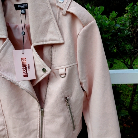 Misguided light pink faux leather moto jacket - Picture 12 of 12